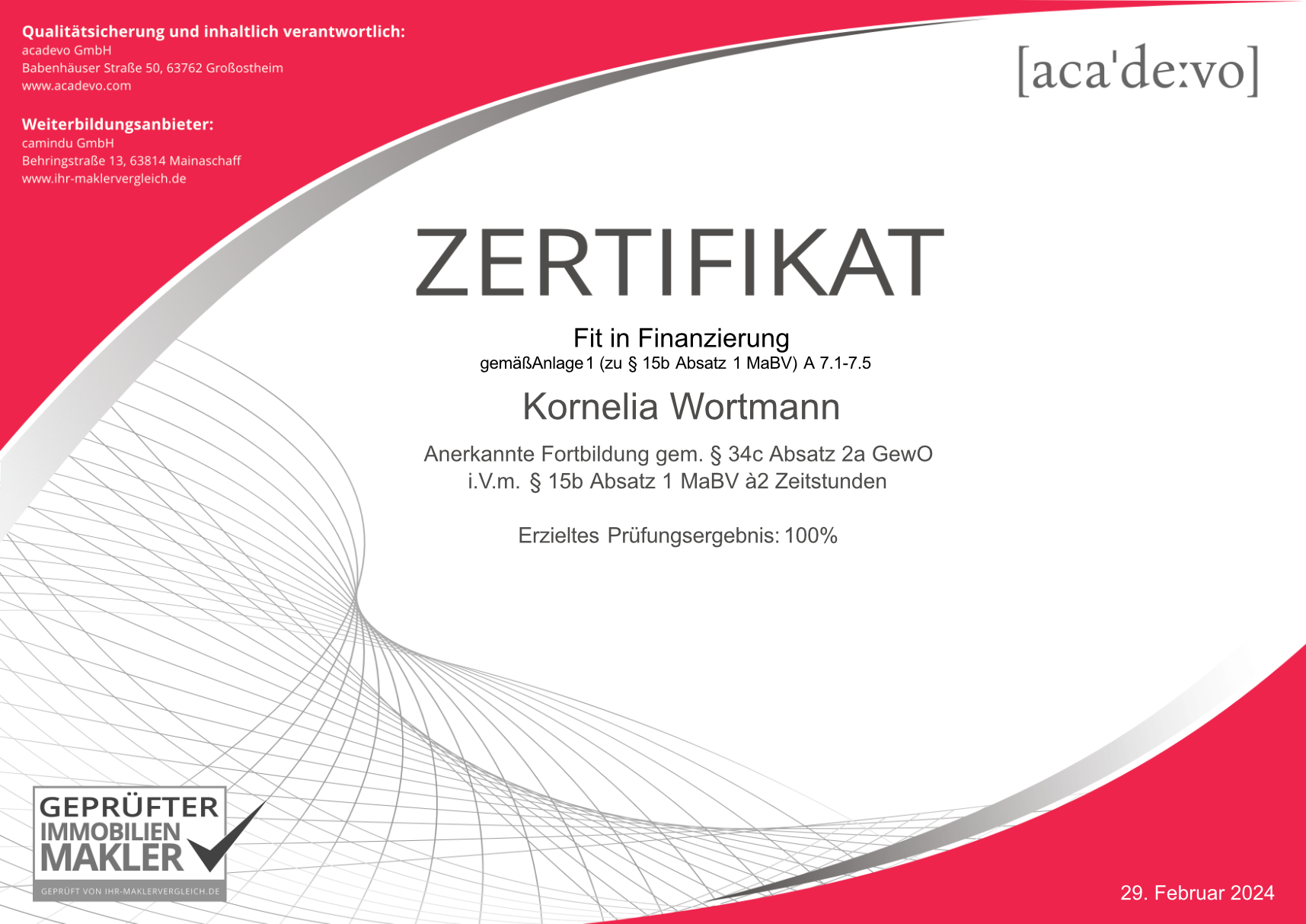 Zertifikat 29.02.2024 Zertifikat 29.02.2024
